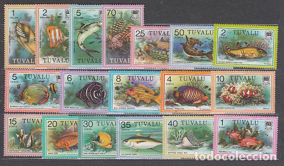 Sellos: Tuvalu - Correo Yvert 93/110 ** Mnh Fauna. Peces
