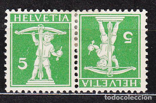 Timbres: Suiza Correo 1909 Yvert 130a * Mh Tete-beche