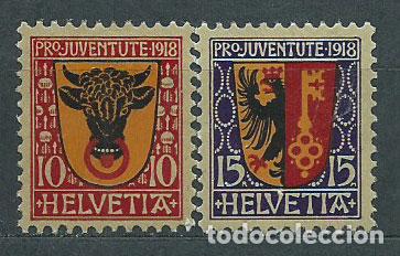 Timbres: Suiza - Correo 1918 Yvert 168/9 ** Mnh Escudos