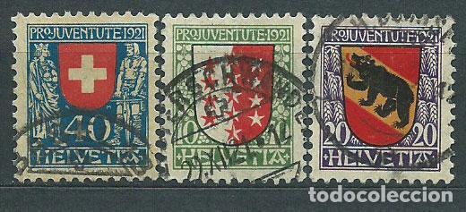Timbres: Suiza - Correo 1921 Yvert 185/7 usado Escudos