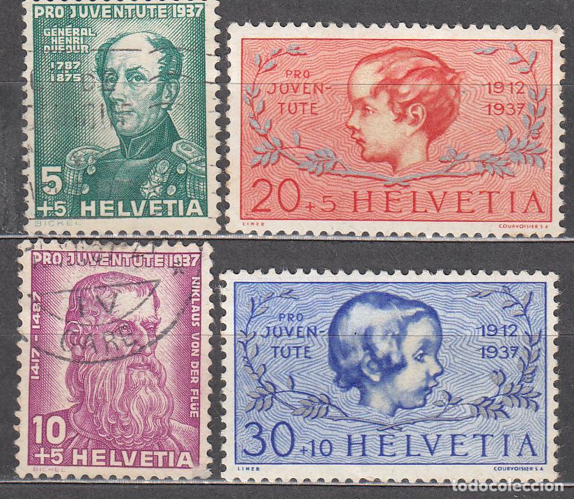 Sellos: Suiza - Correo 1937 Yvert 303/6 usado Personajes