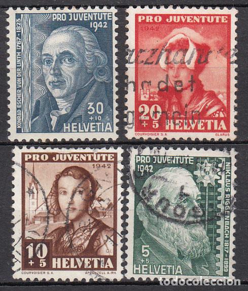 Sellos: Suiza - Correo 1942 Yvert 380/3 usado Personajes