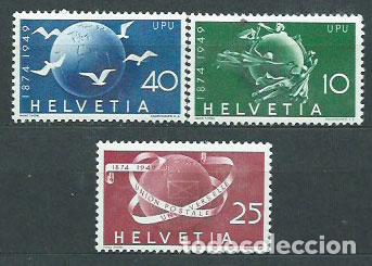 Sellos: Suiza - Correo 1949 Yvert 474/6 * Mh UPU