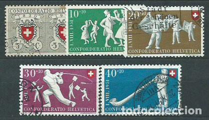 Sellos: Suiza - Correo 1950 Yvert 497/501 usado Deportes