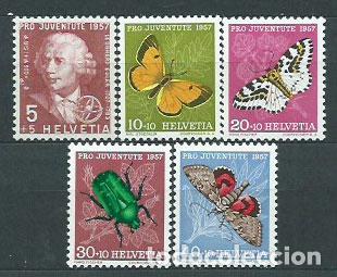 Sellos: Suiza - Correo 1957 Yvert 597/601 * Mnh Fauna insectos