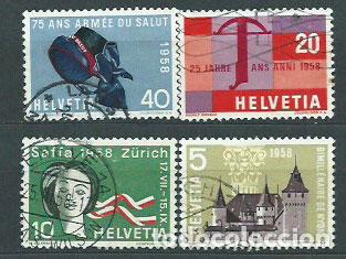 Sellos: Suiza - Correo 1958 Yvert 602/5 usado