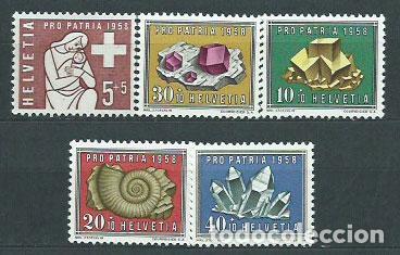 Sellos: Suiza - Correo 1958 Yvert 606/10 ** Mnh Pro patria minerales