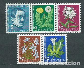Sellos: Suiza - Correo 1960 Yvert 668/72 ** Mnh Flores