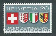 Sellos: Suiza - Correo 1965 Yvert 752 ** Mnh Escudos