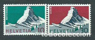 Sellos: Suiza - Correo 1965 Yvert 753/4 ** Mnh Monta&ntilde;as