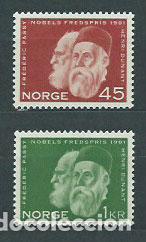 Timbres: Noruega - Correo 1961 Yvert 421/2 ** Mnh Premio Nobel de la Paz
