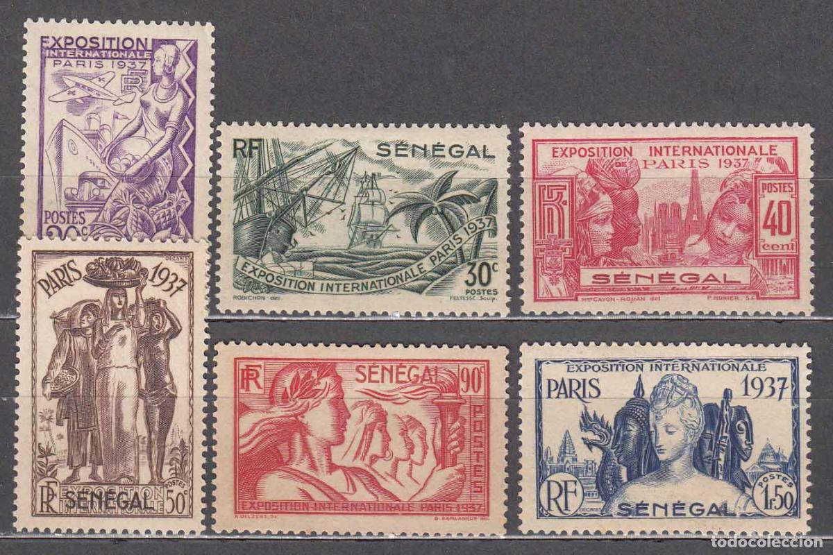 Stamps: Senegal - Correo Yvert 138/43 * Mh Exposici&oacute;n de Paris - Barcos - Aviones - Tre
