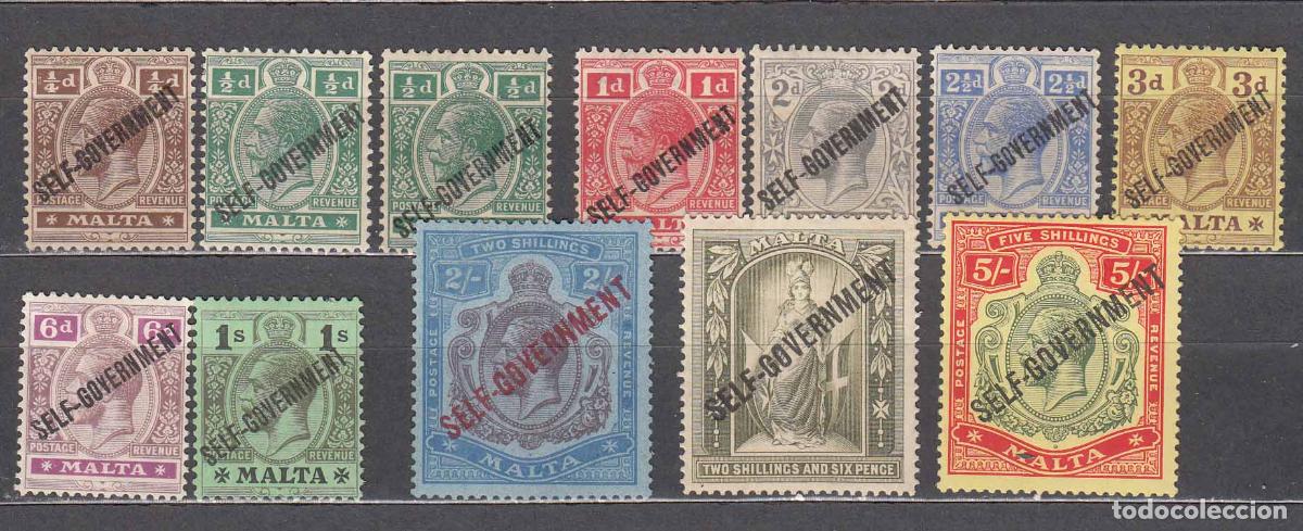 Stamps: Malta - Correo 1922 Yvert 66/70+72+73/4+76+78/80 * Mh