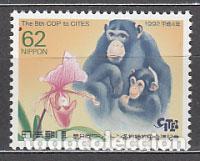 Sellos: Japon - Correo 1992 Yvert 1975 ** Mnh Fauna chimpances