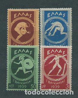 Timbres: Grecia - Correo 1939 Yvert 446/9 * Mh Deportes