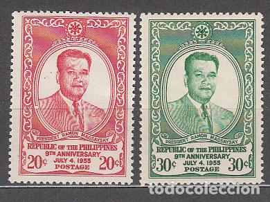 Selos: Filipinas - Correo 1955 Yvert 435/6 falta 434 ** Mnh Ram&oacute;n Magsaysay