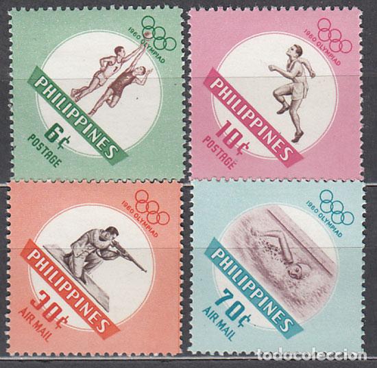 Selos: Filipinas - Correo 1960 Yvert 506/07+A.61/62 * Mh Olimpiadas de Roma