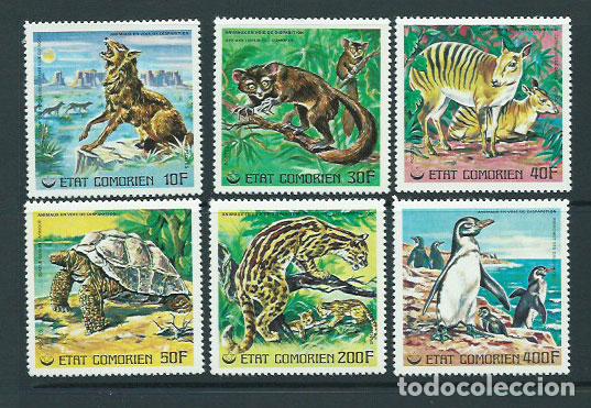 Selos: Comores - Correo 1977 Yvert 175/8+A 119/20 ** Mnh Fauna