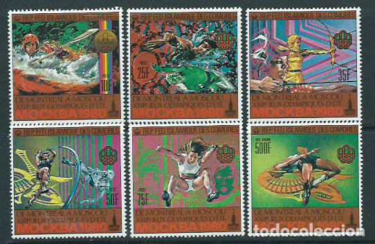 Selos: Comores - Correo 1979 Yvert 308/12+A 172 ** Mnh Olimpiadas de Moscu