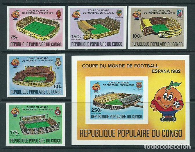 Selos: Congo Frances - Aereo Yvert 280/4+H.24 sin dentar ** Mnh Deportes f&uacute;tbol