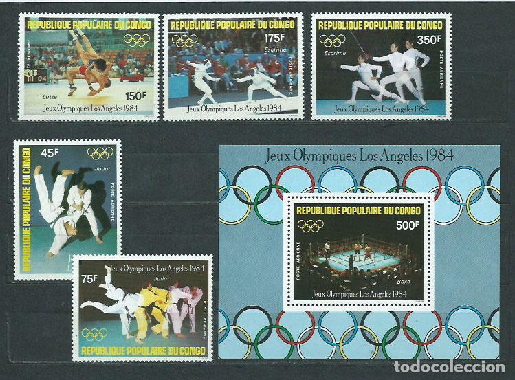 Selos: Congo Frances - Aereo Yvert 320/4+H.35 ** Mnh Olimpiadas de los Angeles