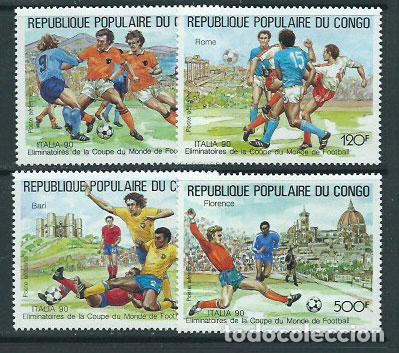 Selos: Congo Frances - Aereo Yvert 389/92 ** Mnh Deportes f&uacute;tbol