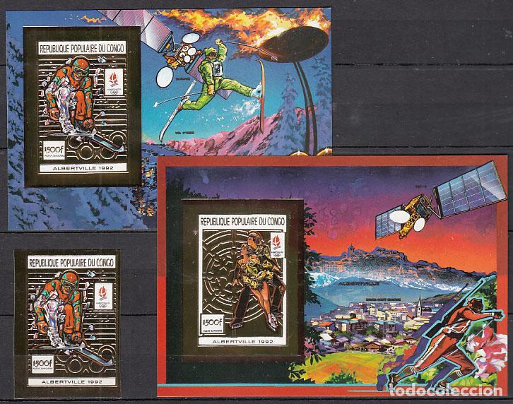 Selos: Congo Frances - Aereo+2 hojas sin dentar ** Mnh Olimpiadas de Albertville, Astro