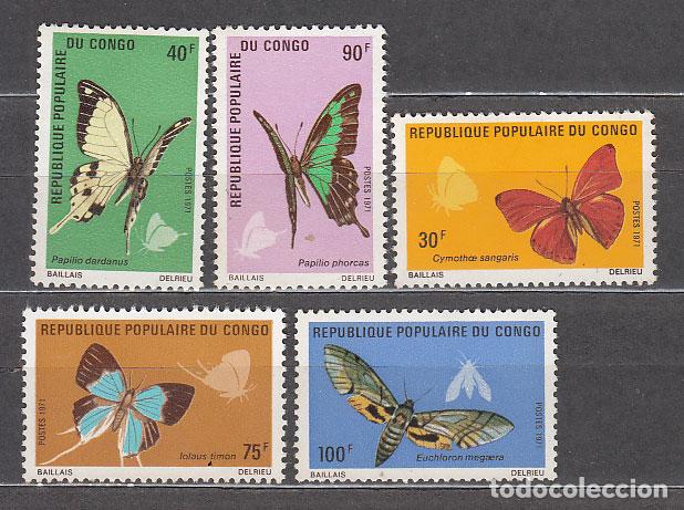 Selos: Congo Frances - Correo 1971 Yvert 303/7 ** Mnh Fauna mariposas