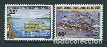 Selos: Congo Frances - Correo 1977 Yvert 444/5 ** Mnh Carreras de piraguas