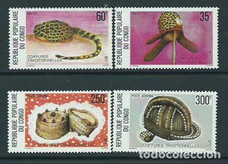 Selos: Congo Frances - Correo 1977 Yvert 453/4+A.234/5 ** Mnh Sombreros