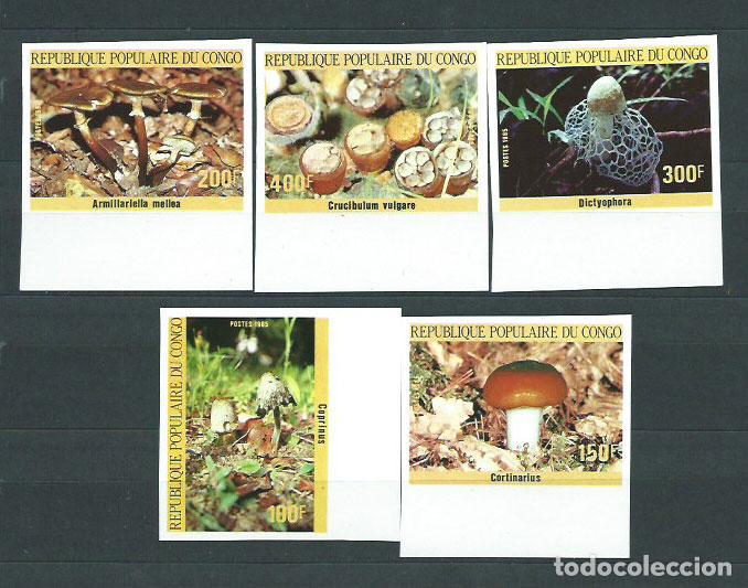 Selos: Congo Frances - Correo 1985 Yvert 764/68 sin dentar ** Mnh Setas
