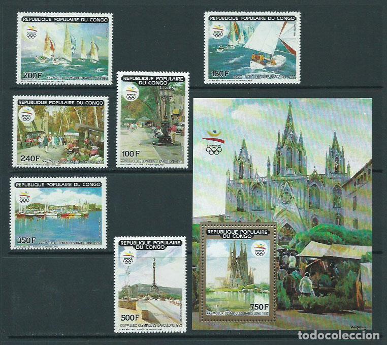 Stamps: Congo Frances - Correo 1990 Yvert 885/8+A.403/4+H.48 ** Mnh Olimpiadas de Barce