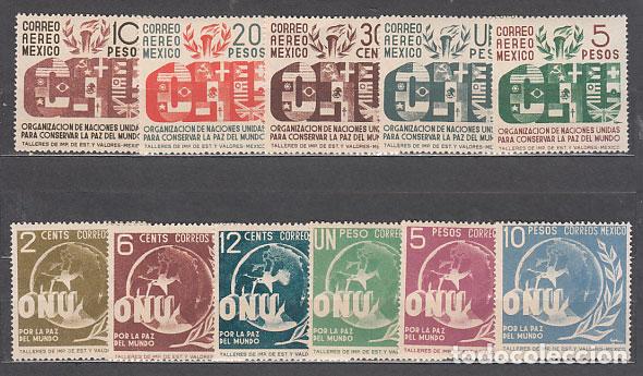 Sellos: Mexico - Correo 1946 Yvert 602/7 + A 150/4 * Mh Onu