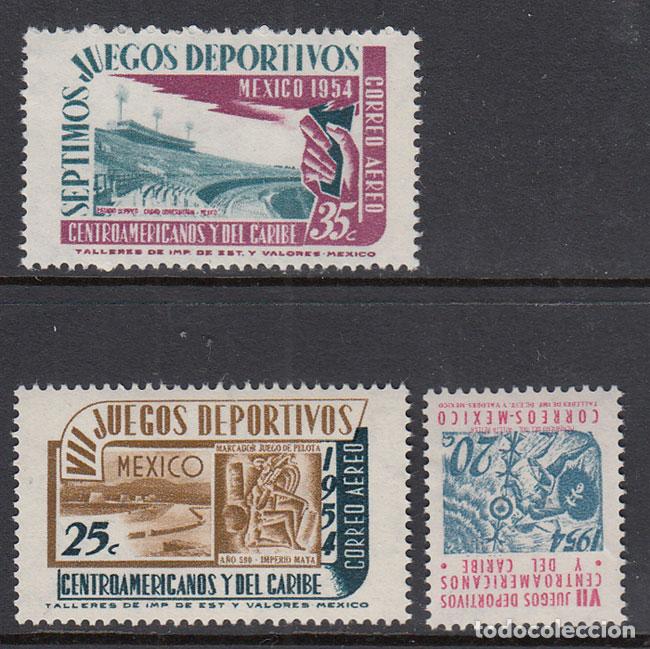 Sellos: Mexico - Correo 1954 Yvert 645 + A 184/5 * Mh Deportes