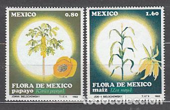 Sellos: Mexico - Correo 1982 Yvert 984A/B ** Mnh Flores
