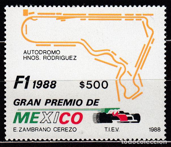 Sellos: Mexico - Correo 1988 Yvert 1238 ** Mnh Deportes autom&oacute;vilismo