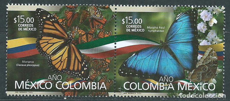 Briefmarken: Mexico Correo 2018 Yvert 3108/9 **Mnh Mexico-Colombia. Mariposas. Fauna
