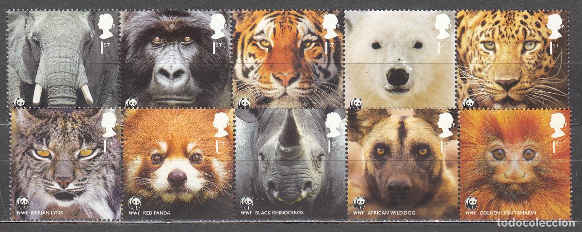 Sellos: Gran Breta&ntilde;a - Correo 2011 Yvert 3450/59 ** Mnh Mamiferos Salvajes - Fauna