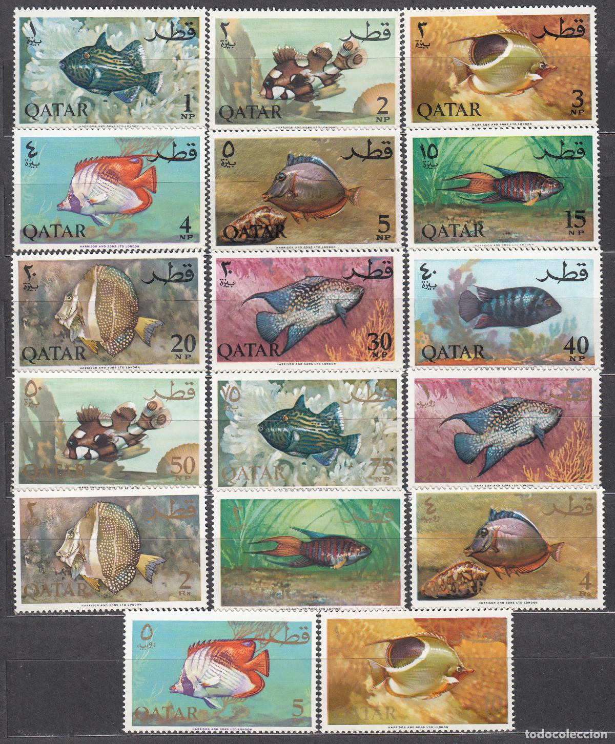 Sellos: Qatar Correo Yvert 69/85 ** Mnh Fauna - Peces