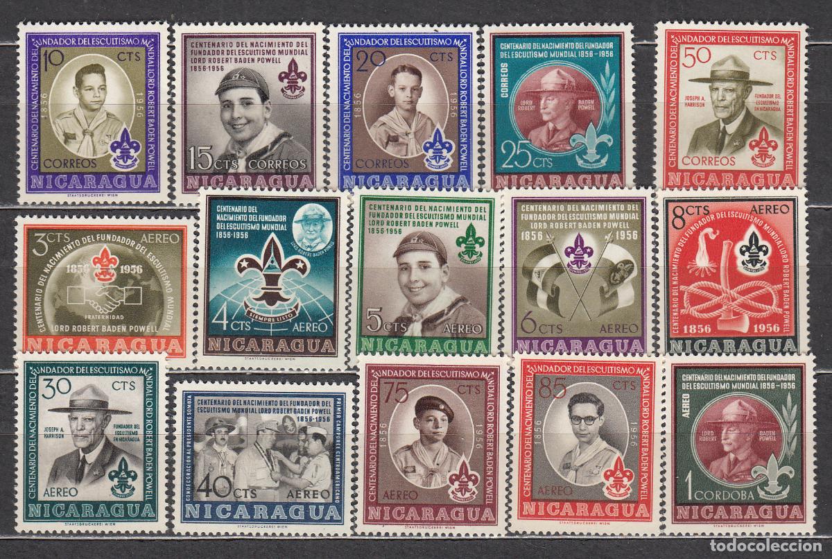 Sellos: Nicaragua - Correo 1957 Yvert 797/801+A.348/57 ** Mnh Boy-Scouts