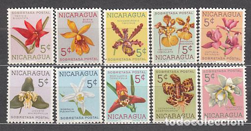 Sellos: Nicaragua - Correo 1962 Yvert 859/68 ** Mnh Flores