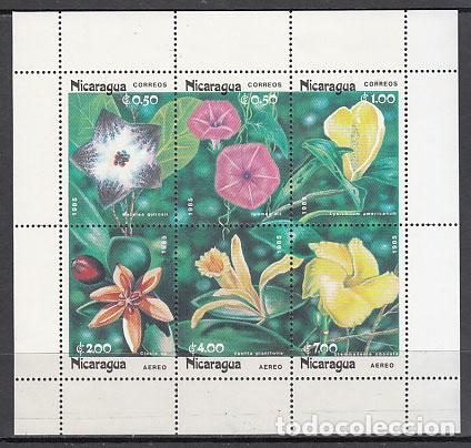 Sellos: Nicaragua - Correo 1985 Yvert 1365/7 + A 1090/2 hojita ** Mnh