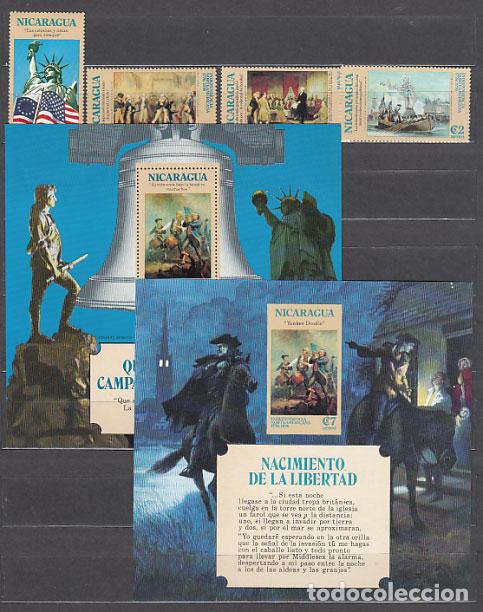 Sellos: Nicaragua - Aereo Yvert 837/40 + H 121/2 ** Mnh Independencia de EEUU