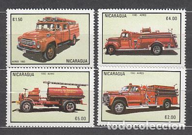 Sellos: Nicaragua - Aereo Yvert 1042/5 ** Mnh Coches de bomberos