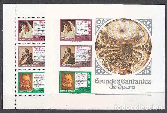 Sellos: Nicaragua - Hojas Yvert 120 ** Mnh Cantores de &oacute;peras