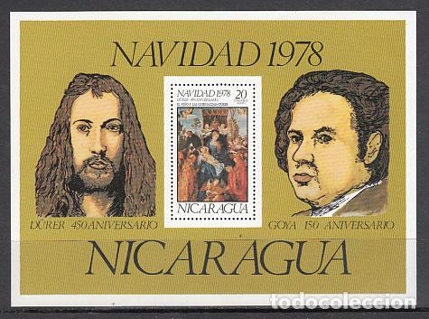 Sellos: Nicaragua - Hojas Yvert 143 ** Mnh Navidad pinturas