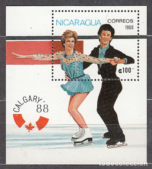 Sellos: Nicaragua - Hojas Yvert 182 Olimpiadas Calgary