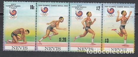 Selos: Nevis - Correo Yvert 494A/D ** Mnh Olimpiadas de Seul