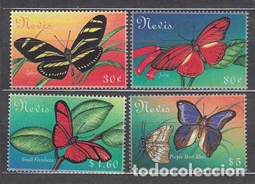 Selos: Nevis - Correo Yvert 1434/7 ** Mnh Fauna mariposas