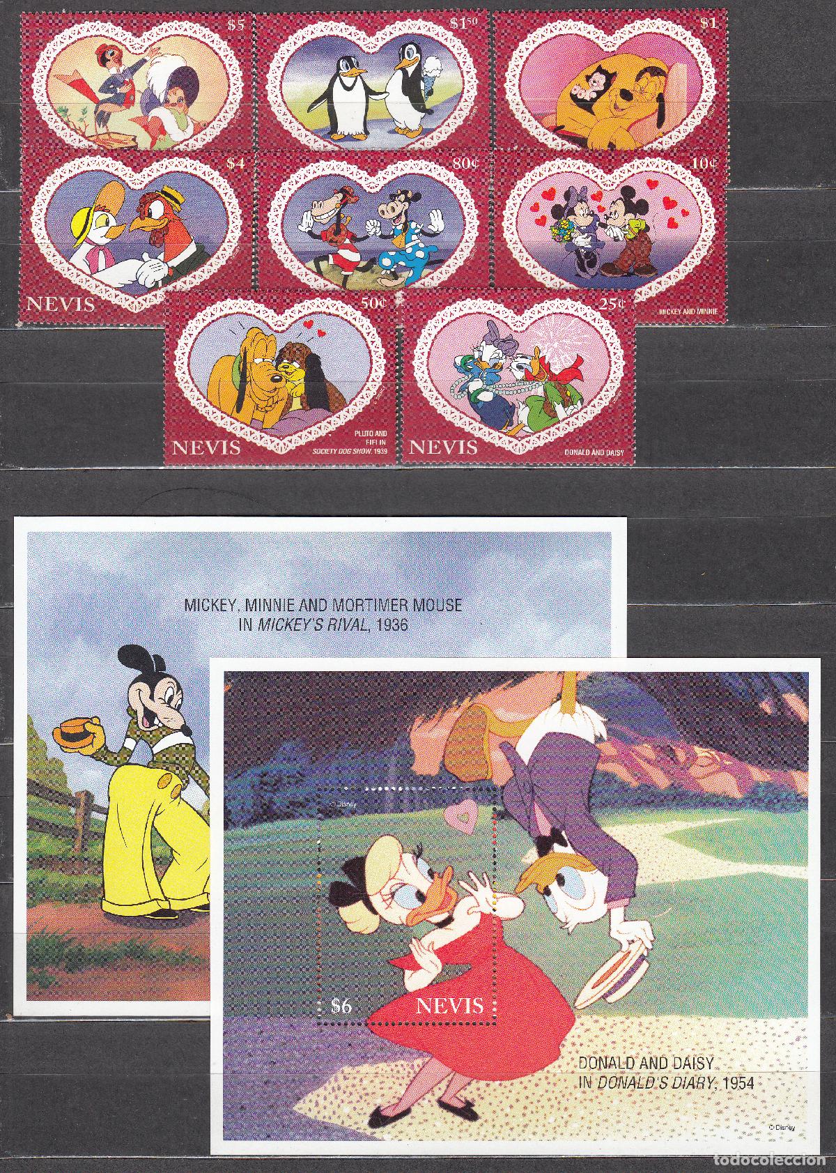 Selos: Nevis Correo Yvert 819/26+H,88/89 ** Mnh Walt Disney - San Valentin